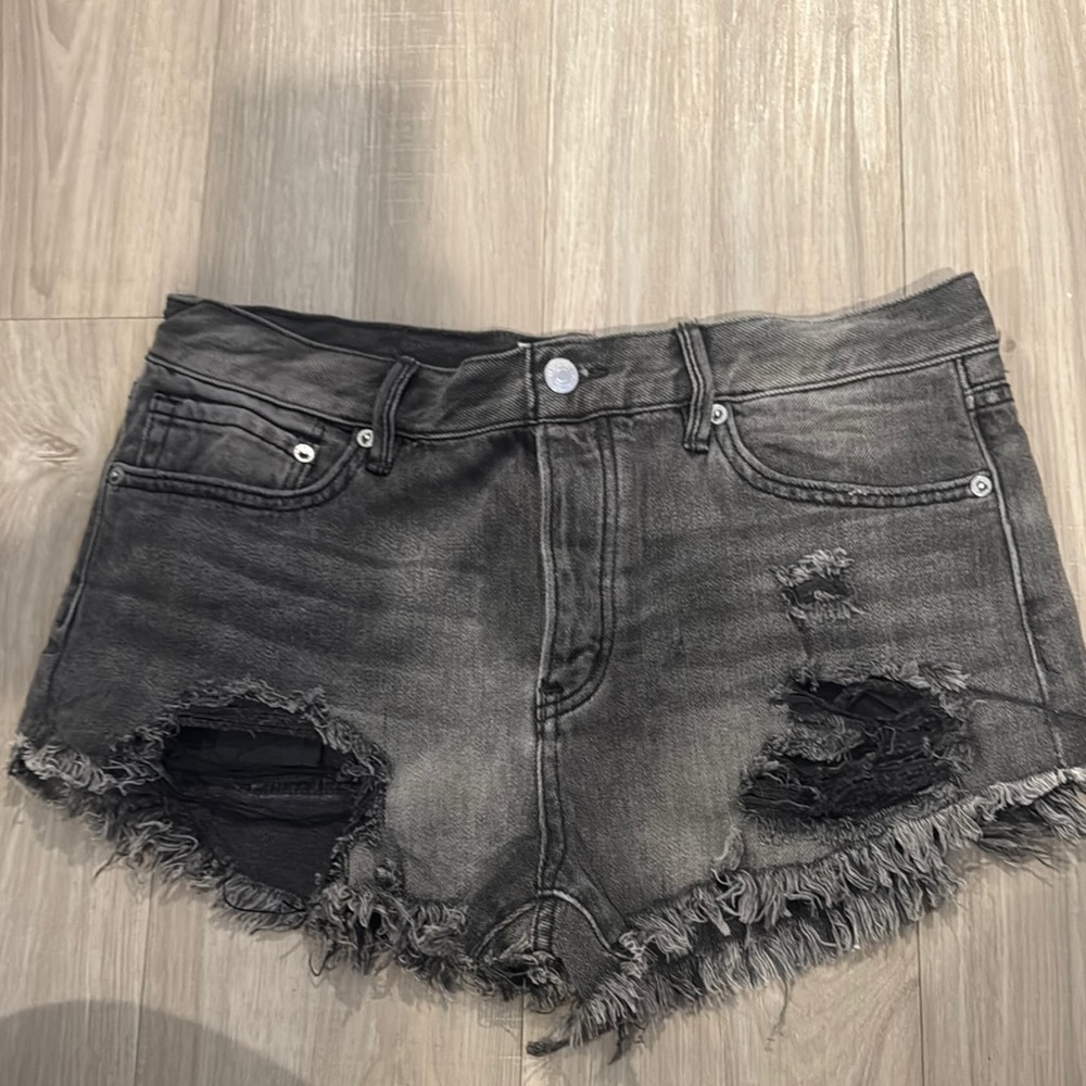 FREE PEOPLE Distressed Black Denim Women's Shorts